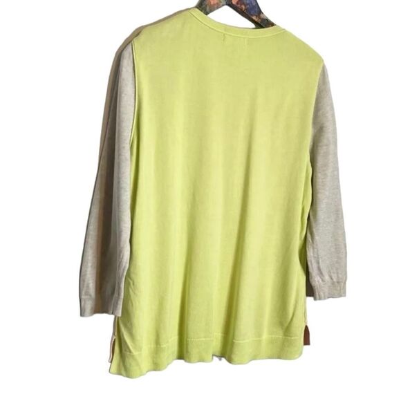Lands End | Sweater 100% Supima Cotton Side Slits Colorblock - Picture 5 of 7